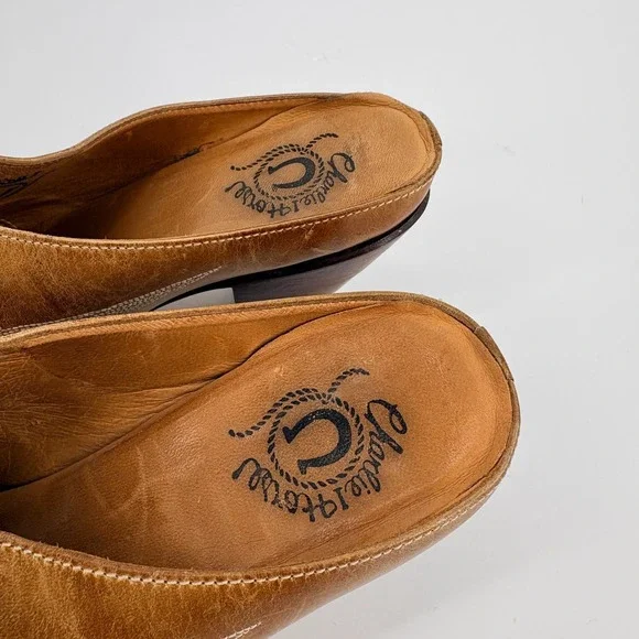 Charlie 1 Horse Brown Leather Mules Distressed Handcrafted Brazil 7B Western - Picture 5 of 13